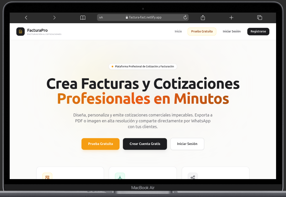 Pantalla principal del panel de administración de FacturaPro